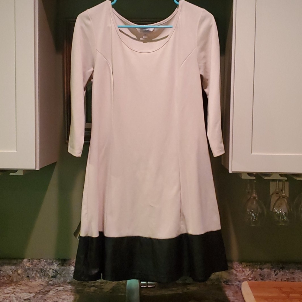 Charming Charlie - cream dress & faux leather trim